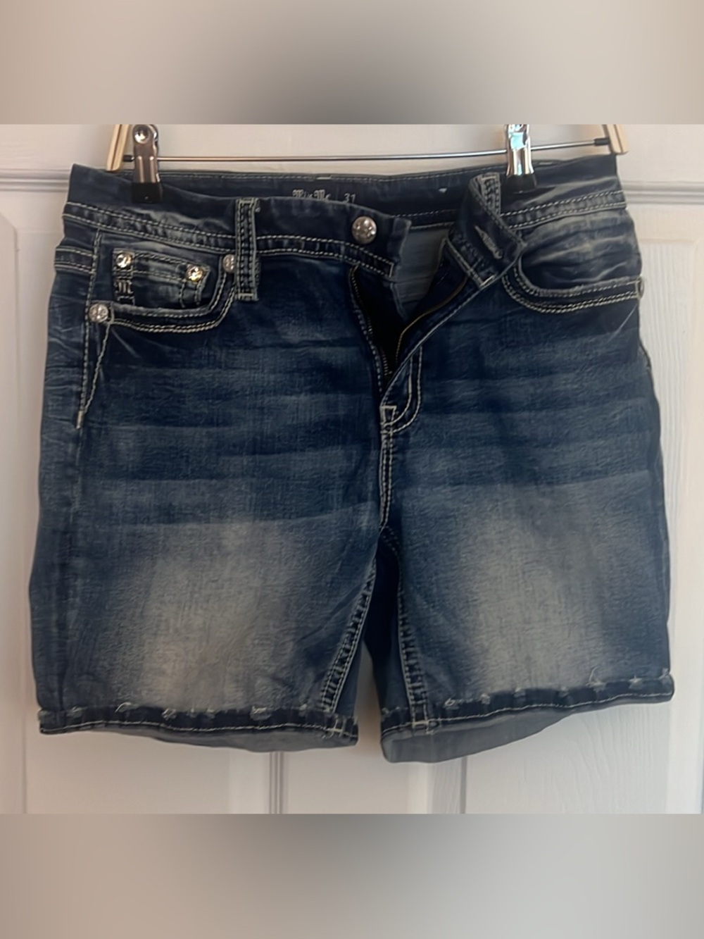 Miss Me Women's Blue Washed Denim Jean Shorts